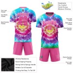 Maillot de football personnalisé Tie Dye rose et blanc, sublimation