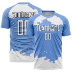 Maillot de football bleu blanc-noir, uniforme léger, motif abstrait, sublimation, personnalisé Maillot de football bleu blanc-noir, uniforme léger, motif abstrait, sublimation, personnalisé
