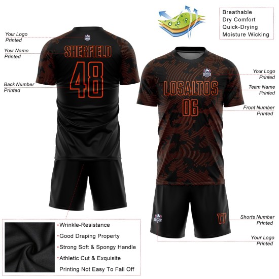Maillot de football orange et noir, uniforme personnalisé par sublimation