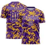 Maillot de football abstrait personnalisé à sublimation fluide violet, maillot or-blanc