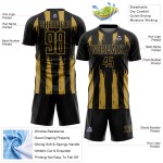 Maillot de football personnalisé à rayures noires et à motif abstrait, sublimation dorée