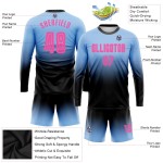 Maillot de football à manches longues, personnalisé, dégradé léger, rose, noir, bleu, mode, sublimation