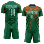 Maillot de football personnalisé Kelly, uniforme vert, orange et blanc, sublimation Maillot de football personnalisé Kelly, uniforme vert, orange et blanc, sublimation