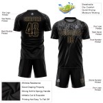Maillot de football noir personnalisé à sublimation gris-or