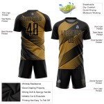 Maillot de football personnalisé doré, uniforme noir à sublimation, ancien