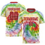 Maillot de football rouge et blanc, teinture personnalisée par sublimation
