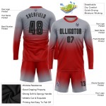 Maillot à manches longues noir-rouge gris, uniforme de mode, sublimation, football personnalisé, fondu