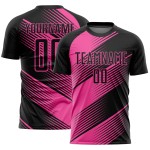 Maillot de football personnalisé à sublimation noire rose Maillot de football personnalisé à sublimation noire rose