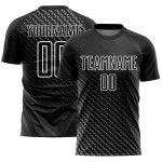 Maillot de football géométrique personnalisé, uniforme de sublimation blanc, noir Maillot de football géométrique personnalisé, uniforme de sublimation blanc, noir