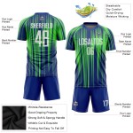 Maillot de football personnalisé à sublimation fluo vert et blanc bleu roi