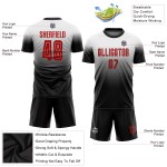 Maillot de football blanc personnalisé à sublimation, rouge et noir délavé