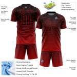 Maillot de football personnalisé à lignes noires, sublimation rouge