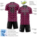 Maillot de football noir et blanc, uniforme géométrique rose, formes personnalisées par sublimation