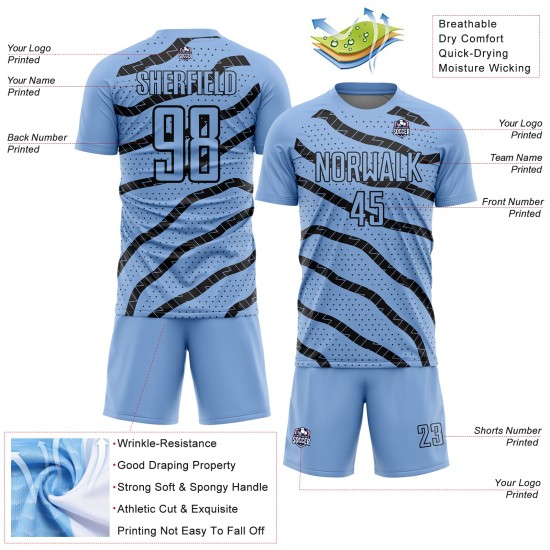 Maillot de football personnalisé à pois et lignes lumineuses, sublimation, bleu, noir