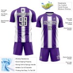 Maillot de football personnalisé violet, blanc et noir, avec sublimation