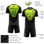 Maillot de football Kelly personnalisé noir, uniforme de sublimation vert