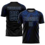 Maillot de football léger personnalisé bleu royal, noir sublimé Maillot de football léger personnalisé bleu royal, noir sublimé
