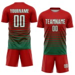 Maillot de football à rayures fines, rouge délavé, sublimation, personnalisé, vert et blanc, Kelly Maillot de football à rayures fines, rouge délavé, sublimation, personnalisé, vert et blanc, Kelly
