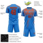 Maillot de football personnalisé bleu poudre, sublimation orange-bleu marine
