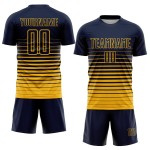 Maillot de football à rayures bleu marine, personnalisé, dégradé doré, uniforme de mode, sublimation