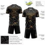 Maillot de football personnalisé par sublimation, noir et or vieilli