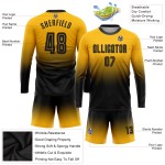 Maillot de football personnalisé à manches longues, noir et or, uniforme de mode, fondu, sublimation
