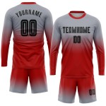 Maillot à manches longues noir-rouge gris, uniforme de mode, sublimation, football personnalisé, fondu