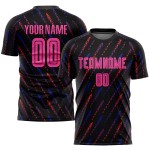 Maillot de football personnalisé noir, rose et orange, sublimation