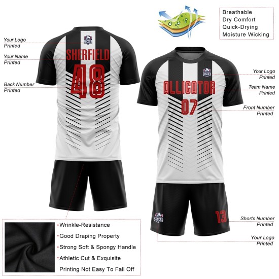 Maillot de football personnalisé par sublimation rouge-blanc-noir