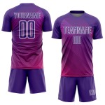 Maillot de football blanc à sublimation Purple Lines, uniforme personnalisé