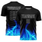 Maillot de sublimation Flame personnalisé uniforme de football blanc noir Maillot de sublimation Flame personnalisé uniforme de football blanc noir