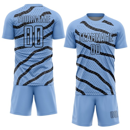 Maillot de football personnalisé à pois et lignes lumineuses, sublimation, bleu, noir