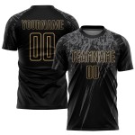 Maillot de football noir personnalisé à sublimation gris-or