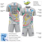 Maillot de football gris à sublimation, formes fluides personnalisées Maillot de football gris à sublimation, formes fluides personnalisées