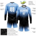 Maillot de football à manches longues, bleu, blanc et noir, à la mode, avec dégradé léger, personnalisé