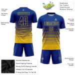 Maillot de football à rayures fines, personnalisé, jaune, dégradé, sublimation, royal Maillot de football à rayures fines, personnalisé, jaune, dégradé, sublimation, royal