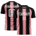 Maillot de football personnalisé à sublimation rose et noir, blanc, taille M Maillot de football personnalisé à sublimation rose et noir, blanc, taille M