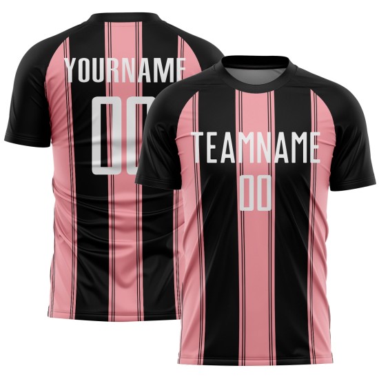 Maillot de football personnalisé à sublimation rose et noir, blanc, taille M Maillot de football personnalisé à sublimation rose et noir, blanc, taille M
