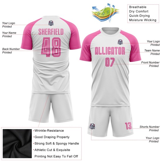 Maillot de football rose et blanc personnalisé par sublimation