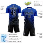 Maillot de football personnalisé à sublimation artistique, motif fragment noir et blanc, motif abstrait, bleu tonnerre