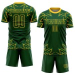 Maillot de football géométrique jaune à sublimation personnalisée, formes uniformes, vert Maillot de football géométrique jaune à sublimation personnalisée, formes uniformes, vert