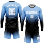 Maillot de football à manches longues, bleu, blanc et noir, à la mode, avec dégradé léger, personnalisé