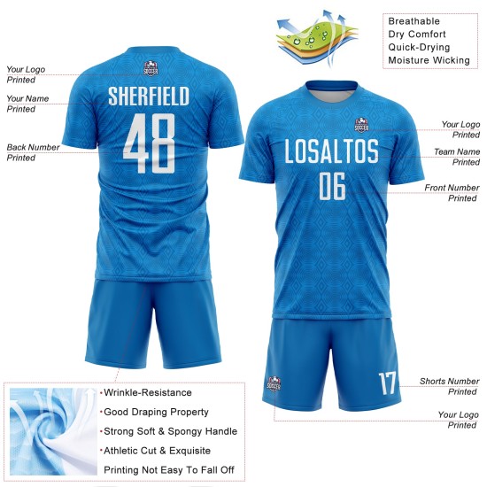 Maillot de football à formes géométriques, bleu et noir, sublimation personnalisée