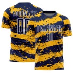 Maillot de football personnalisé bleu marine, or et blanc, sublimation Maillot de football personnalisé bleu marine, or et blanc, sublimation