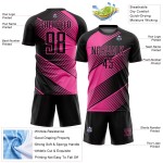 Maillot de football personnalisé à sublimation noire rose Maillot de football personnalisé à sublimation noire rose
