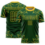 Maillot de football géométrique jaune à sublimation personnalisée, formes uniformes, vert Maillot de football géométrique jaune à sublimation personnalisée, formes uniformes, vert