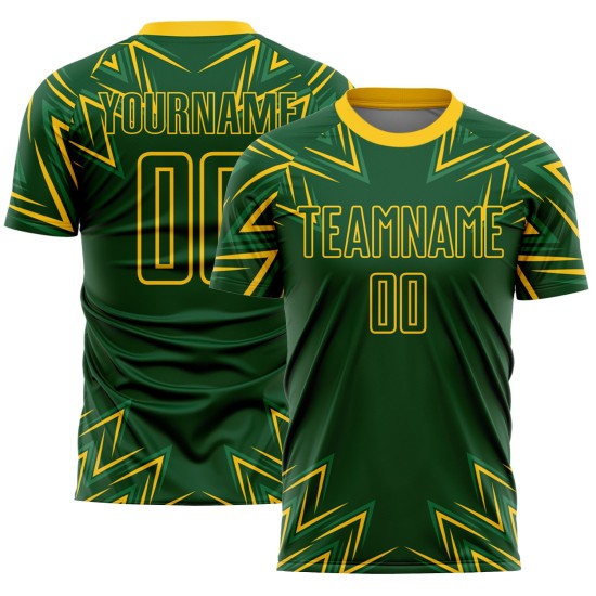 Maillot de football géométrique jaune à sublimation personnalisée, formes uniformes, vert Maillot de football géométrique jaune à sublimation personnalisée, formes uniformes, vert