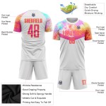 Maillot de football rose-or uniforme personnalisé blanc sublimé