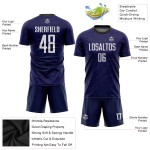 Maillot de football personnalisé à sublimation blanc-noir, violet foncé