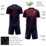 Maillot de football rouge personnalisé bleu marine, uniforme de sublimation